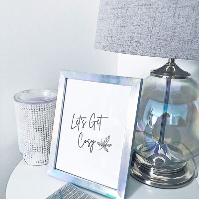 Let's Get Cozy Line Work Estacional de otoño Home Print A2 de alto brillo