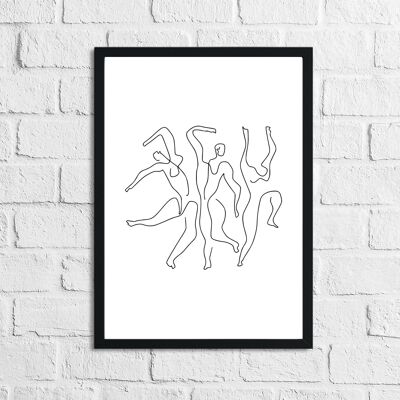 Dancing Bodies Fine Line Work Bedroom Home Bathroom Print A5 Normal