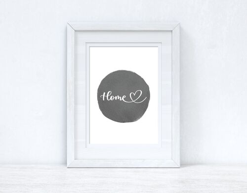 Home Heart Grey Watercolour Circle Home Simple Room Print A5 Normal