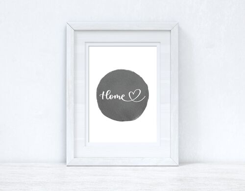 Home Heart Grey Watercolour Circle Home Simple Room Print A5 High Gloss