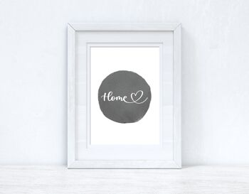 Accueil Coeur Gris Aquarelle Cercle Maison Chambre Simple Imprimer A2 Normal
