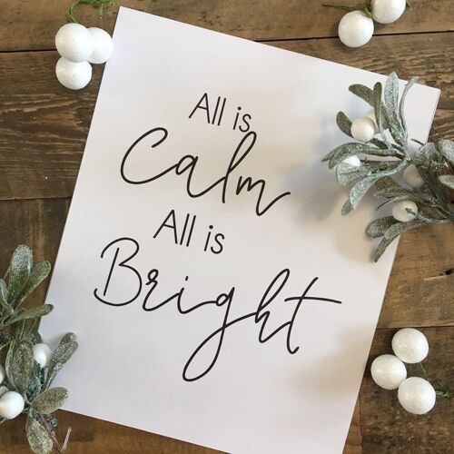 All Is Calm All Is Bright Winter Christmas Seasonal Home Pri A6 Normal
