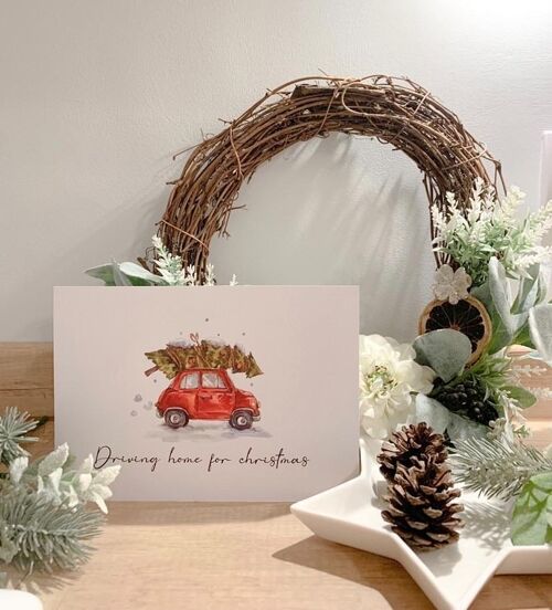 Driving Home For Christmas Seasonal Home Print A6 High Gloss