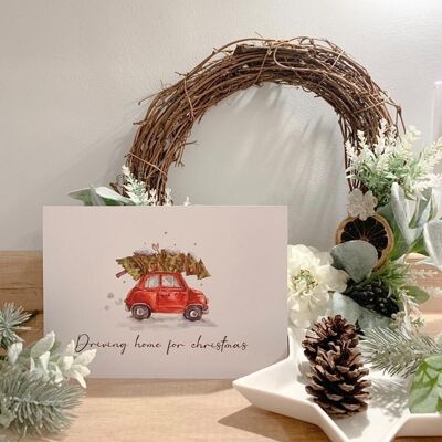 Driving Home For Christmas Seasonal Home Print A6 High Gloss