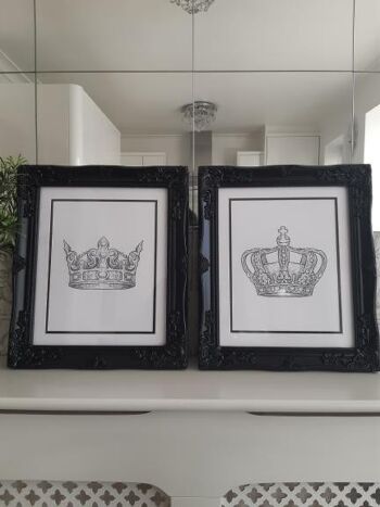King Queen Crown Couple Noir Ensemble de 2 chambres A5 haute brillance 1