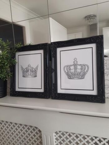 King Queen Crown Couple Noir Ensemble de 2 chambres A5 haute brillance 2