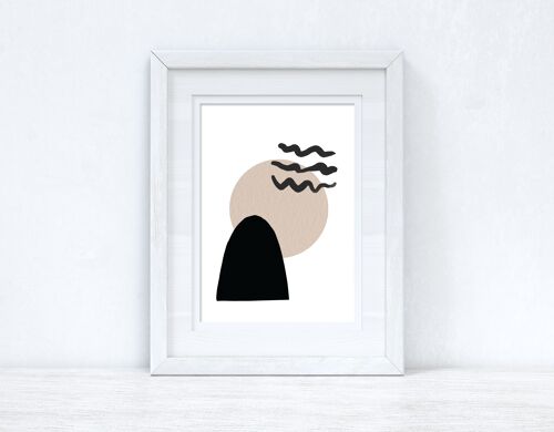 Beige Black Abstract 4 Colour Shapes Home Print A2 Normal