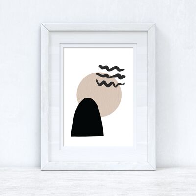 Beige Black Abstract 4 Colour Shapes Home Print A2 Normal