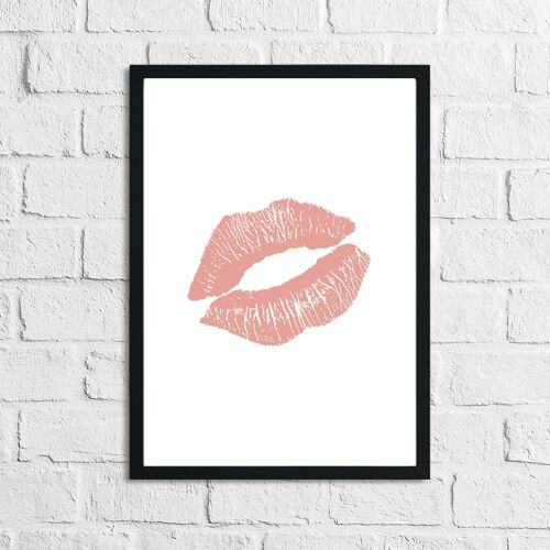 Pink Kiss Lips Dressing Room Simple Print A5 High Gloss