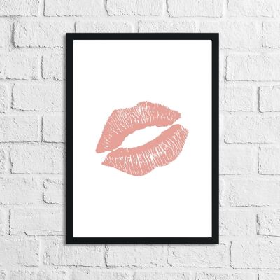 Pink Kiss Lips Dressing Room Simple Print A4 High Gloss