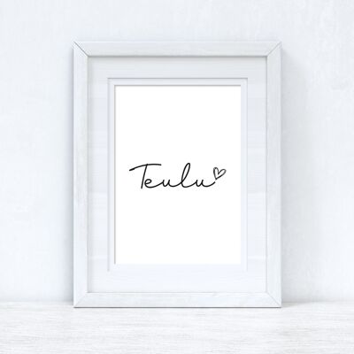 Teulu Family Heart Home Welsh Print A5 Normale