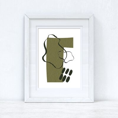 Greens Black Abstract 5 Color Shapes Home Print A5 alto brillo