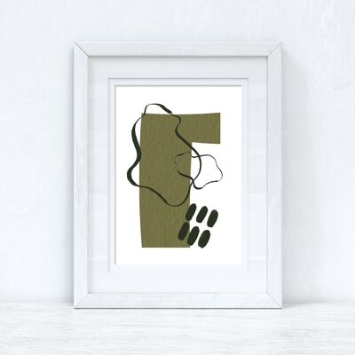 Greens Black Abstract 5 Colour Shapes Home Print A5 High Gloss