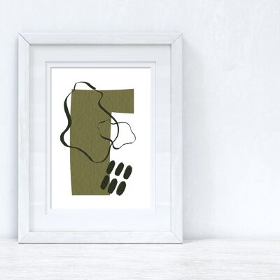 Greens Black Abstract 5 Colour Shapes Home Print A4 High Gloss
