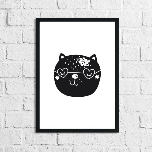 Scandinavian Cat 2 Childrens Nursery Room Print A4 High Gloss