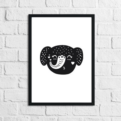 Scandinavian Elephant Childrens Nursery Room Print A5 High Gloss