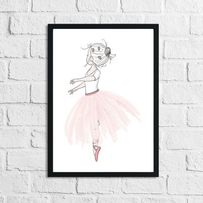 Ballerina Pink Childrens Room Bedroom Print A5 Normal