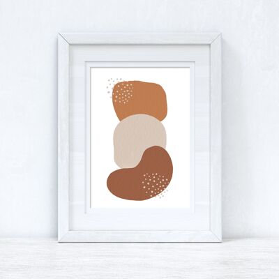 Beige terracota marrón abstracto 6 formas de color Home Print A3 alto brillo