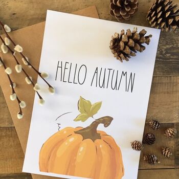 Hello Autumn Half Pumpkin Autumn Seasonal Home Print A5 Normal 3