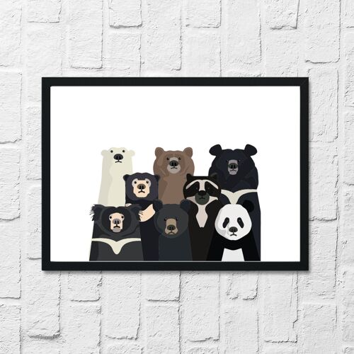 Bear Family Portrait Animal Nursery Childrens Home Living Ro A4 High Gloss