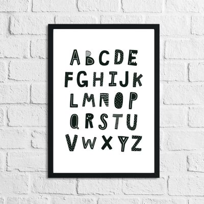 Scandinavian Alphabet Childrens Nursery Bedroom Print A4 High Gloss