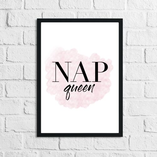 Nap Queen Pink Bedroom Quote Print A5 High Gloss