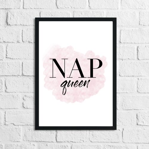 Nap Queen Pink Bedroom Quote Print A4 High Gloss