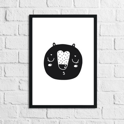 Scandinavian Bear Childrens Nursery Room Print A4 High Gloss