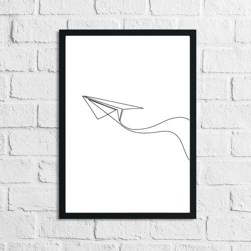 Simple Paper Plane Line Work Bedroom Print A5 High Gloss