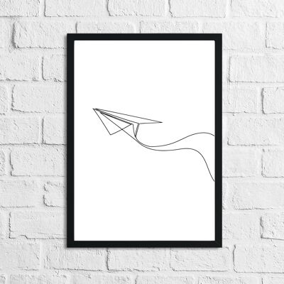 Simple Paper Plane Line Work Bedroom Print A5 High Gloss