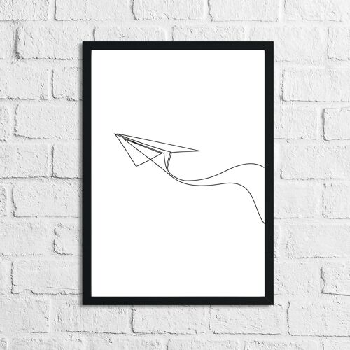Simple Paper Plane Line Work Bedroom Print A4 High Gloss