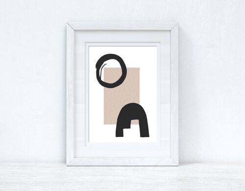 Beige Black Abstract 2 Colour Shapes Home Print A4 High Gloss