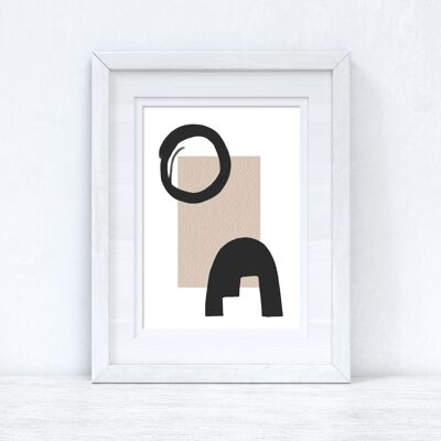 Beige Black Abstract 2 Colour Shapes Home Print A4 High Gloss