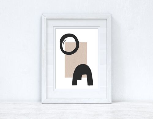 Beige Black Abstract 2 Colour Shapes Home Print A2 High Gloss