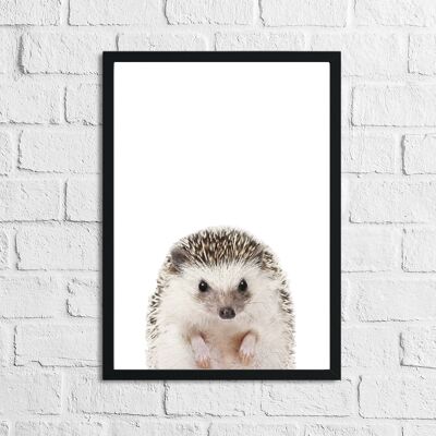 Hedgehog Animal Woodlands Nursery Childrens Room Print A5 alto brillo
