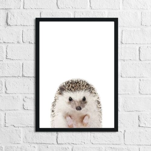 Hedgehog Animal Woodlands Nursery Childrens Room Print A4 High Gloss