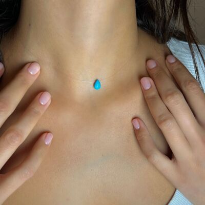 Floating Turquoise Briolette Necklace - Large Turquoise