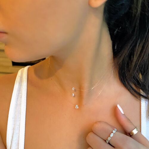 Floating Diamond Briolette Necklace - 0.30ct