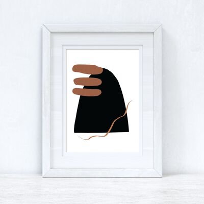 Brown Black Abstract 1 Colour Shapes Home Print A5 High Gloss