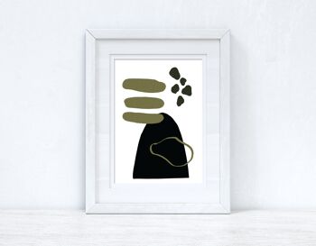 Verts Noir Abstrait 2 Couleurs Formes Home Print A2 Haute Brillance