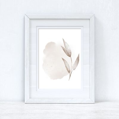 Natural Watercolour Leaves 4 Bedroom Home Print A5 Normal