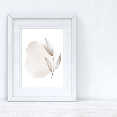 Natural Watercolour Leaves 4 Bedroom Home Print A4 High Gloss