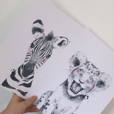 Lion Nursery Childrens Room Print - Lion Only A5 alto brillo