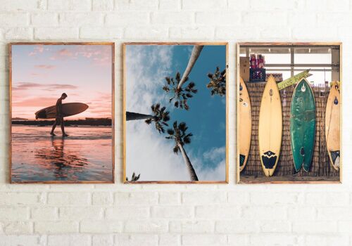 Surf Photography Room Simple 3 Print Set A5 High Gloss