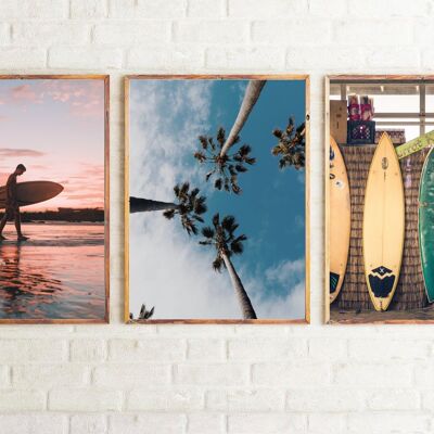 Surf Photography Room Simple 3 Print Set A5 High Gloss