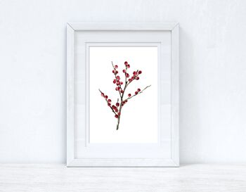 Berry Stem Winter Christmas Seasonal Home Print A5 Haute Brillance