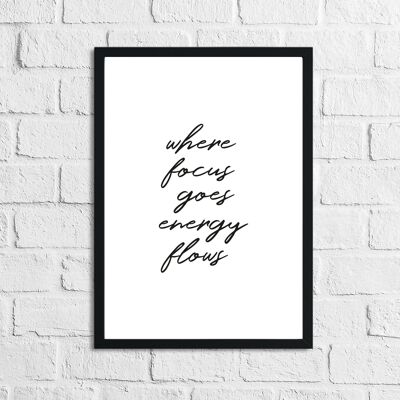 Where the Focus Goes Energy Flows Inspirational Quote Print A5 Normal