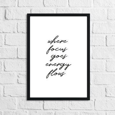 Where The Focus Goes Energy Flows Inspirational Quote Print A3 High Gloss