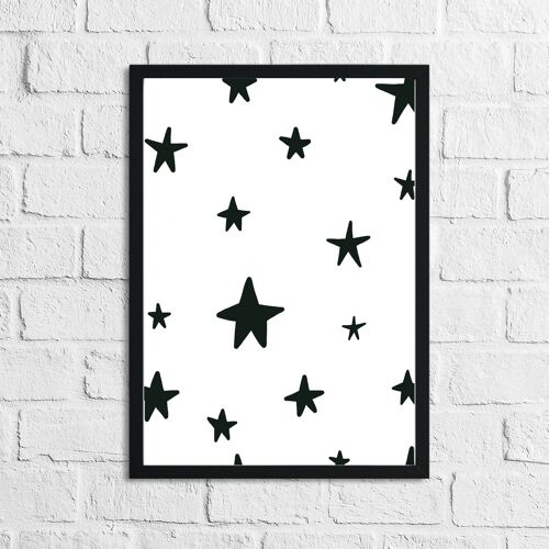 Scandinavian Stars Pattern Childrens Nursery Bedroom Print A5 High Gloss