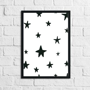 Motif d'étoiles scandinaves Chambre d'enfant pour chambre d'enfant Impression A2 Normal